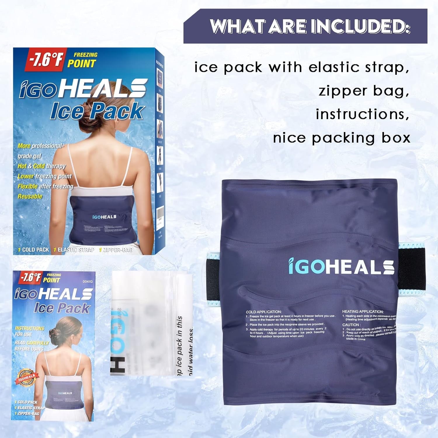 Ice Pack for Injuries Reusable,Back Pain Relief Hot Cold Therapy Wrap,Flexible Gel Pad Cold Compress Heating Bag for Waist,Neck,Shoulder,Hip,Knee,Arm,Leg Pain- Postpartum Recovery Essentials