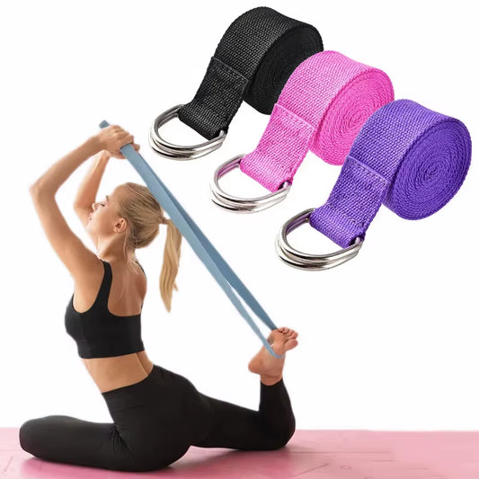 183*3.8Cm Yoga Strap Cotton Exercise Yoga Belt Adjustable Woven Stretch D-Ring Buckle Fitness Stretching Bands Pilates Rope