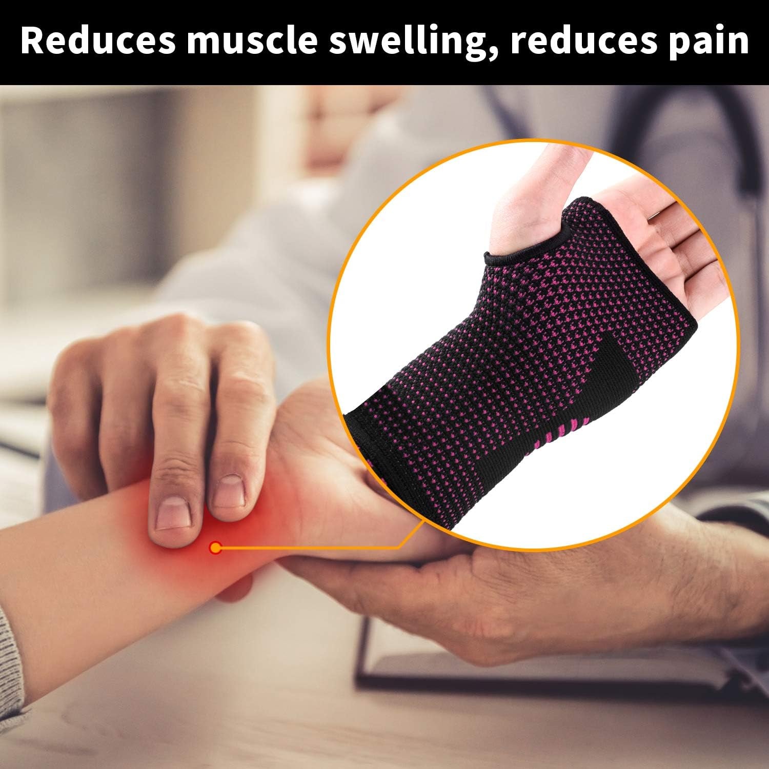 Wrist Compression Sleeves (Pair) – Support & Pain Relief for Carpal Tunnel
