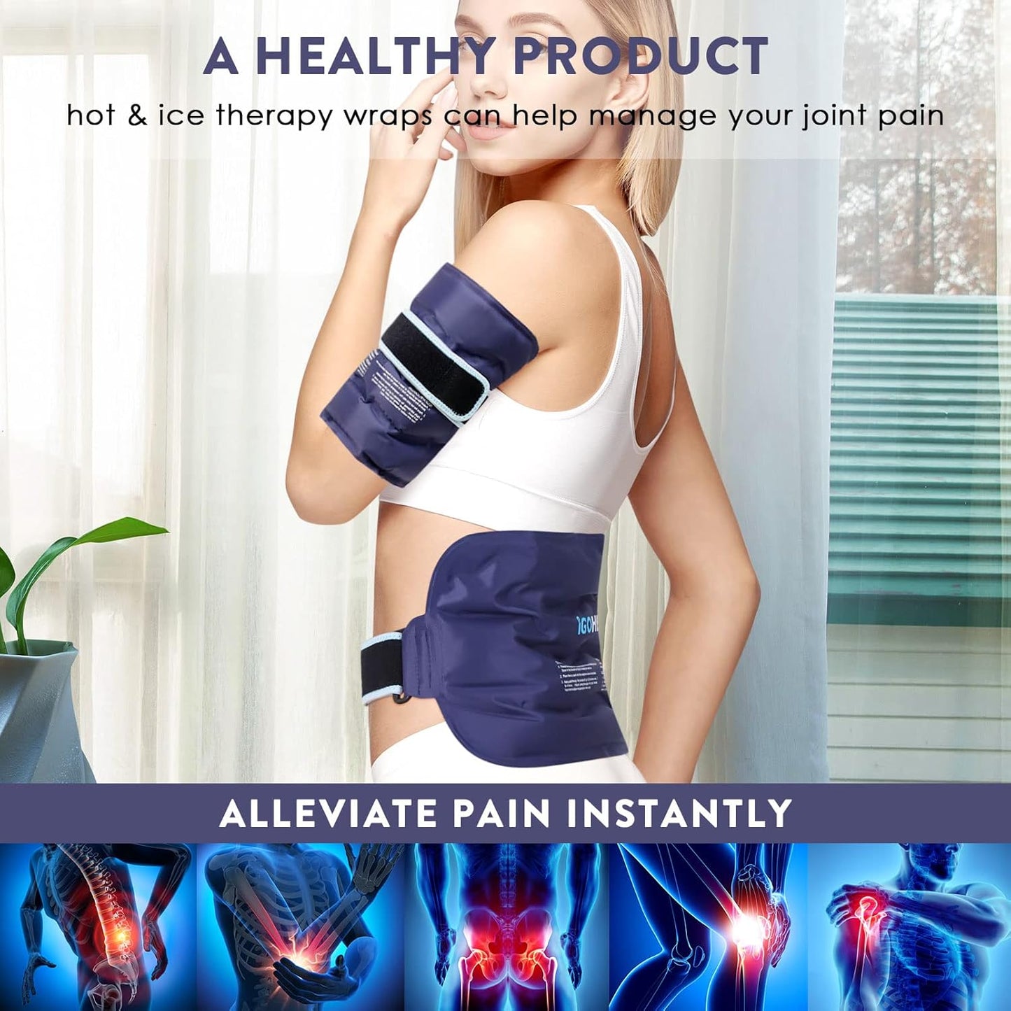Ice Pack for Injuries Reusable,Back Pain Relief Hot Cold Therapy Wrap,Flexible Gel Pad Cold Compress Heating Bag for Waist,Neck,Shoulder,Hip,Knee,Arm,Leg Pain- Postpartum Recovery Essentials