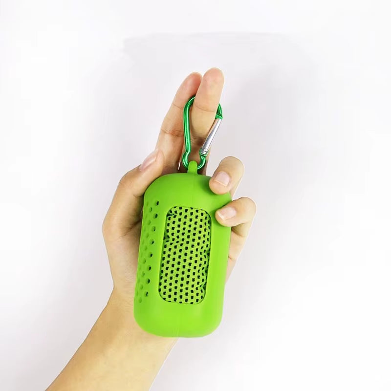Portable Ice Silk Towel Sports Instant Cooling Ice Towel Outdoor Travel Fitness Running Swim Towel Silicone Bag