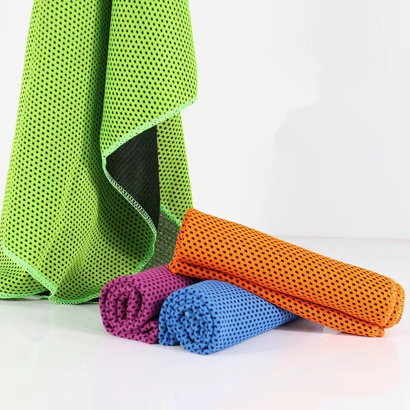 Portable Ice Silk Towel Sports Instant Cooling Ice Towel Outdoor Travel Fitness Running Swim Towel Silicone Bag