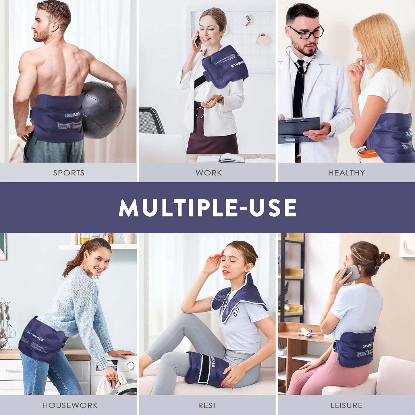 Ice Pack for Injuries Reusable,Back Pain Relief Hot Cold Therapy Wrap,Flexible Gel Pad Cold Compress Heating Bag for Waist,Neck,Shoulder,Hip,Knee,Arm,Leg Pain- Postpartum Recovery Essentials