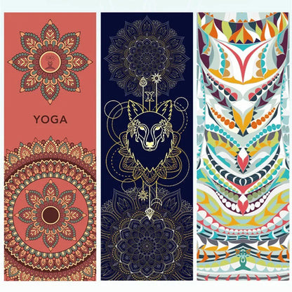 Non-Slip Hot Yoga Towel – 185x63cm Printed Mat Cover for Pilates & Gym
