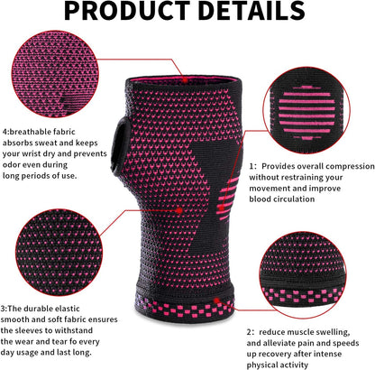 Wrist Compression Sleeves (Pair) – Support & Pain Relief for Carpal Tunnel
